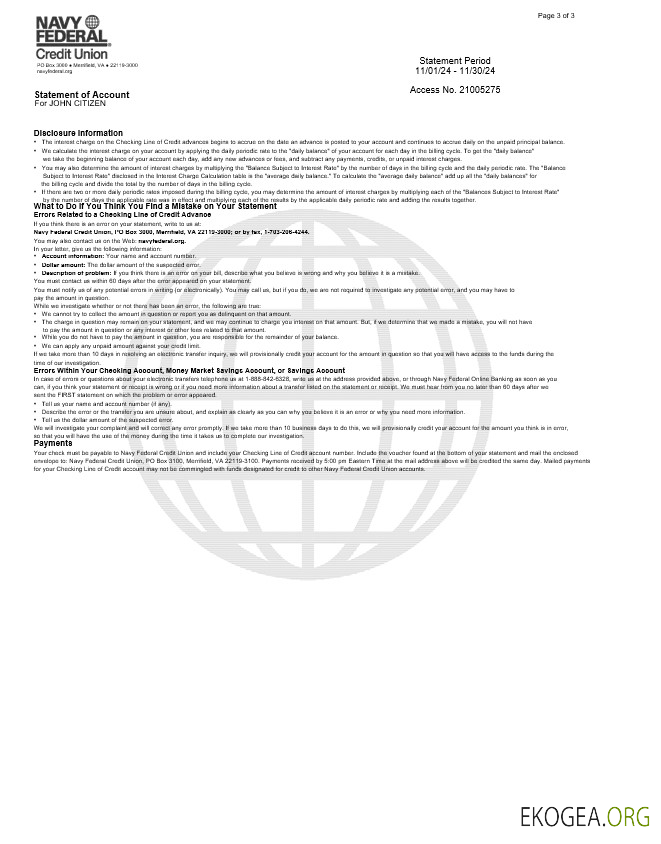 Relevé bancaire fédéral de la marine américaine, 3 pages 2